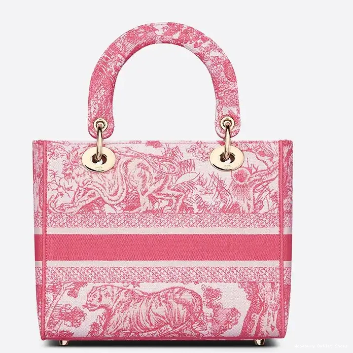 Cheap Medium Bag Lady de Toile Canvas Rose D-lite Jouy Motif 0328 Hot Sale
